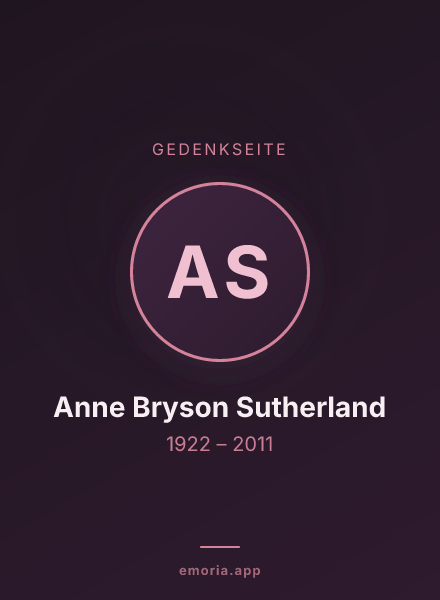 Gedenkportrait von Anne Bryson Sutherland