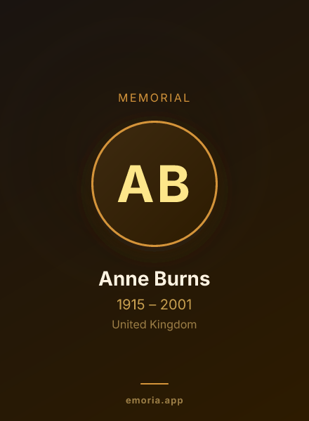 Memorial portrait of Anne Burns