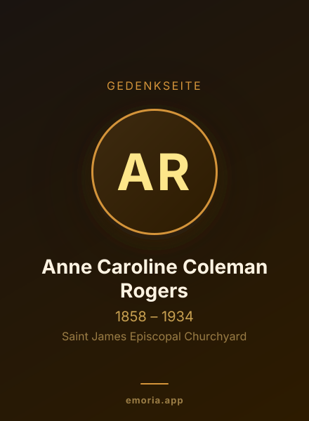 Gedenkportrait von Anne Caroline Coleman Rogers