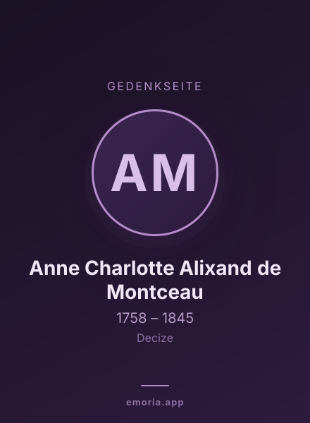 Gedenkportrait von Anne Charlotte Alixand de Montceau
