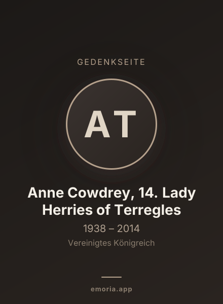 Gedenkportrait von Anne Cowdrey, 14. Lady Herries of Terregles