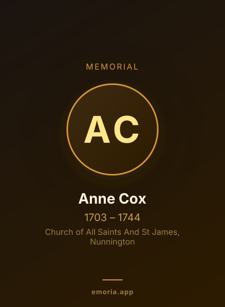 Memorial portrait of Anne Cox