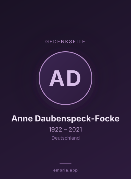 Gedenkportrait von Anne Daubenspeck-Focke
