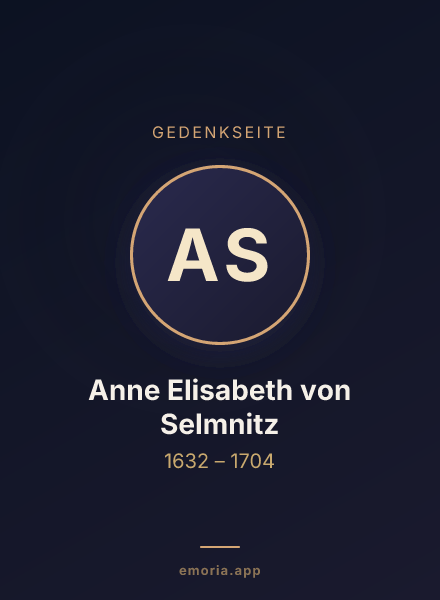 Gedenkportrait von Anne Elisabeth von Selmnitz