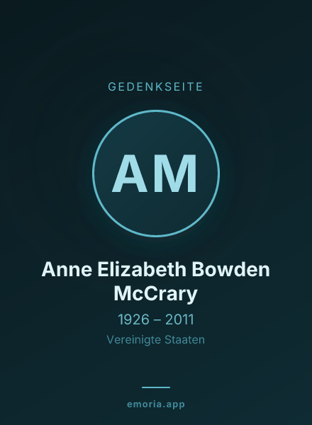 Gedenkportrait von Anne Elizabeth Bowden McCrary