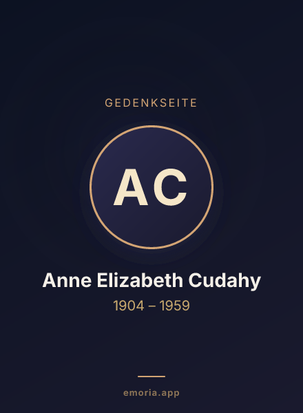 Gedenkportrait von Anne Elizabeth Cudahy