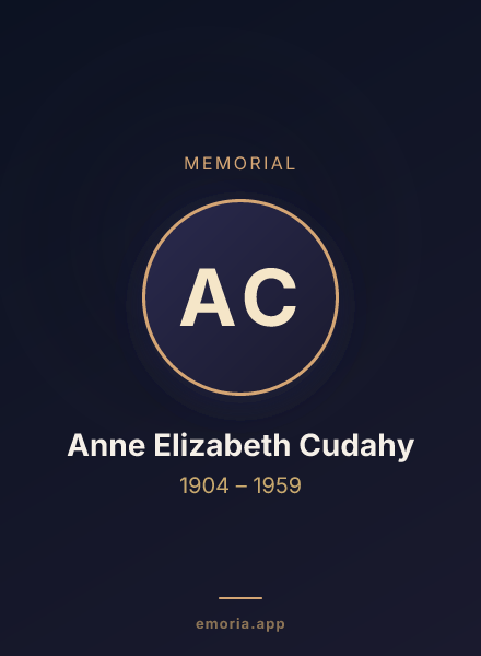 Memorial portrait of Anne Elizabeth Cudahy