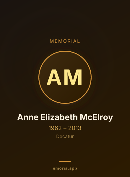 Memorial portrait of Anne Elizabeth McElroy