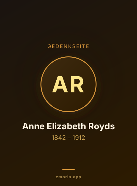 Gedenkportrait von Anne Elizabeth Royds