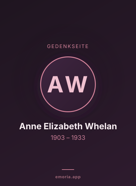 Gedenkportrait von Anne Elizabeth Whelan