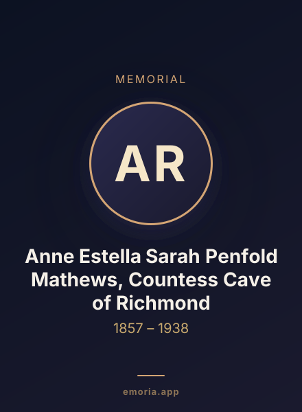 Memorial portrait of Anne Estella Sarah Penfold Mathews, Countess Cave of Richmond