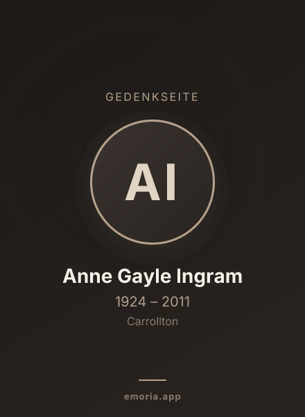 Gedenkportrait von Anne Gayle Ingram