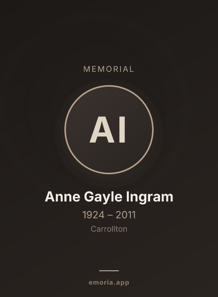 Memorial portrait of Anne Gayle Ingram