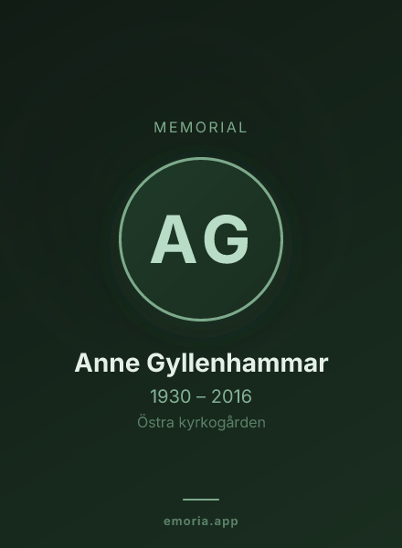 Memorial portrait of Anne Gyllenhammar