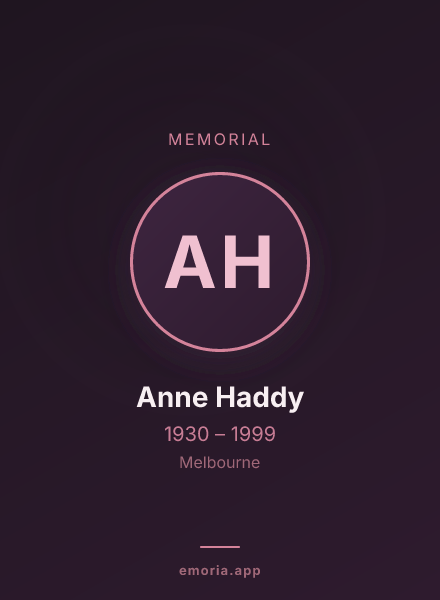 Memorial portrait of Anne Haddy