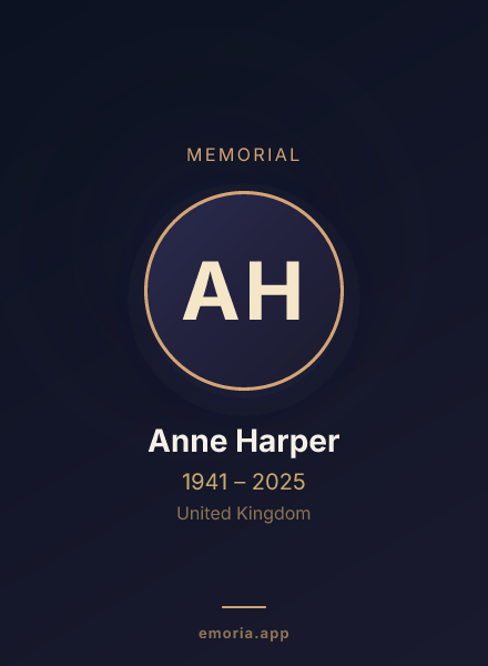 Memorial portrait of Anne Harper