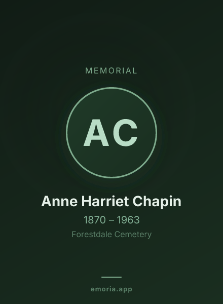 Memorial portrait of Anne Harriet Chapin