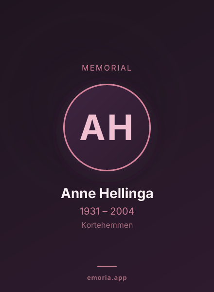 Memorial portrait of Anne Hellinga
