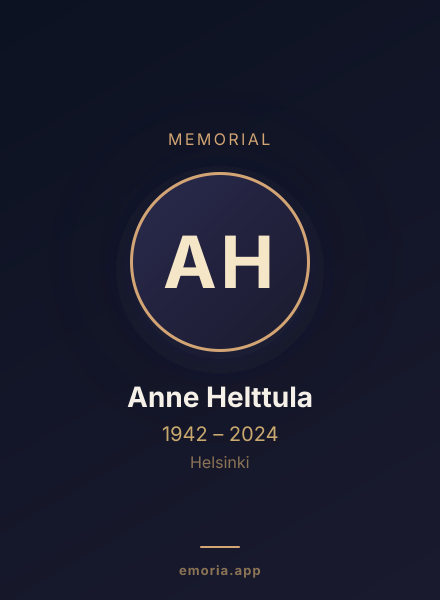 Memorial portrait of Anne Helttula