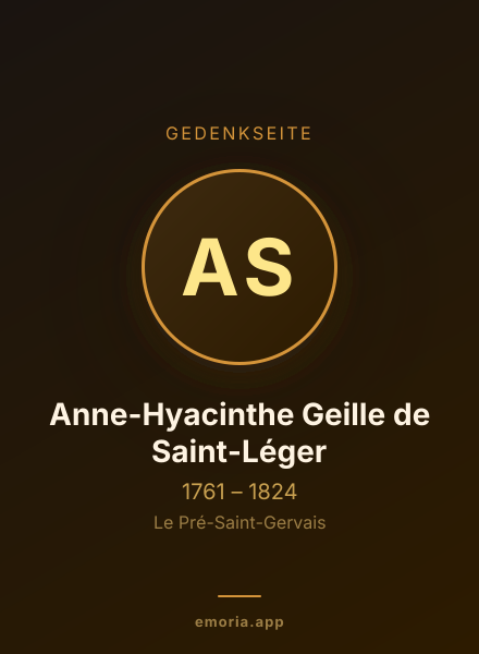 Gedenkportrait von Anne-Hyacinthe Geille de Saint-Léger