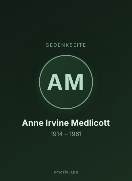 Gedenkportrait von Anne Irvine Medlicott