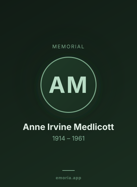 Memorial portrait of Anne Irvine Medlicott