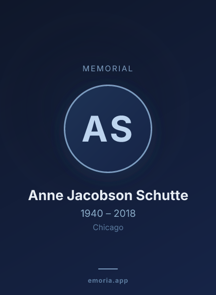 Memorial portrait of Anne Jacobson Schutte