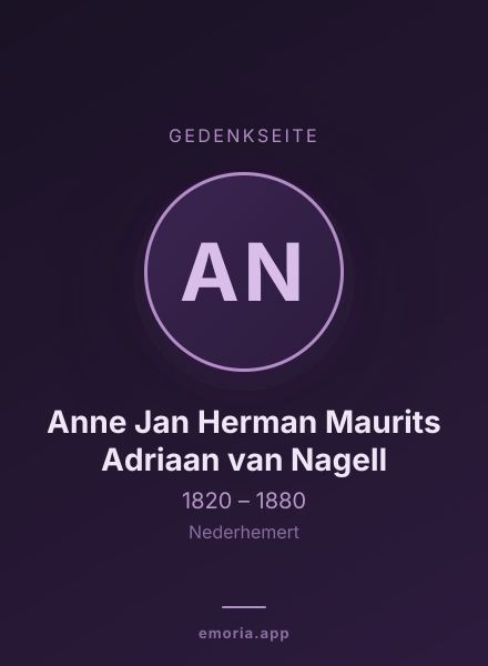 Gedenkportrait von Anne Jan Herman Maurits Adriaan van Nagell