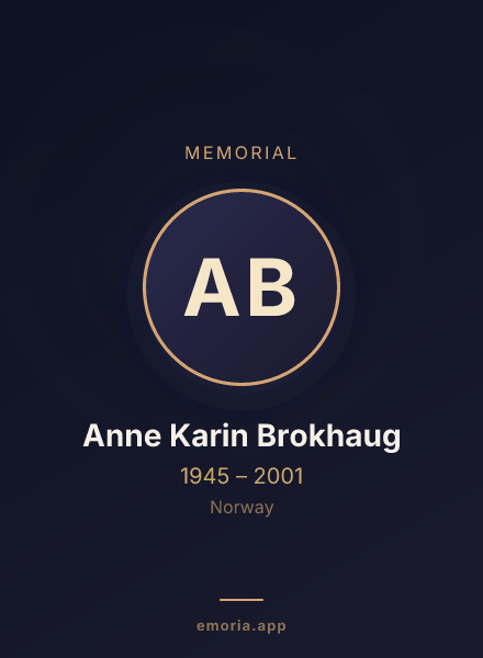 Memorial portrait of Anne Karin Brokhaug