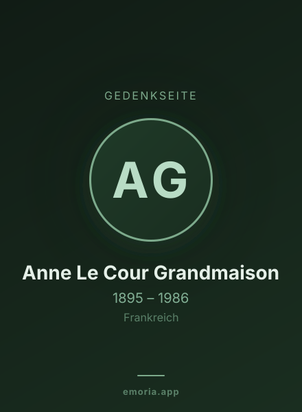 Gedenkportrait von Anne Le Cour Grandmaison