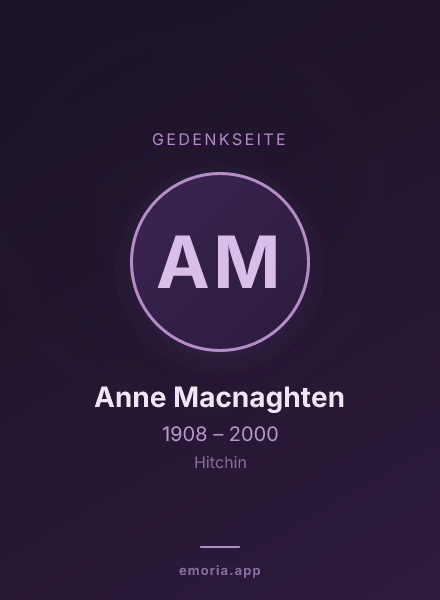 Gedenkportrait von Anne Macnaghten