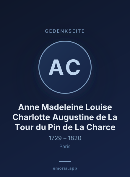 Gedenkportrait von Anne Madeleine Louise Charlotte Augustine de La Tour du Pin de La Charce
