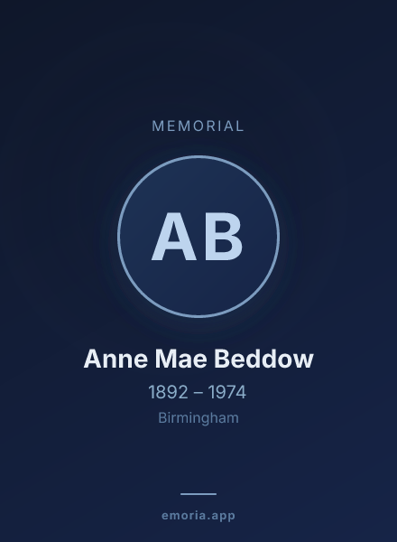Memorial portrait of Anne Mae Beddow