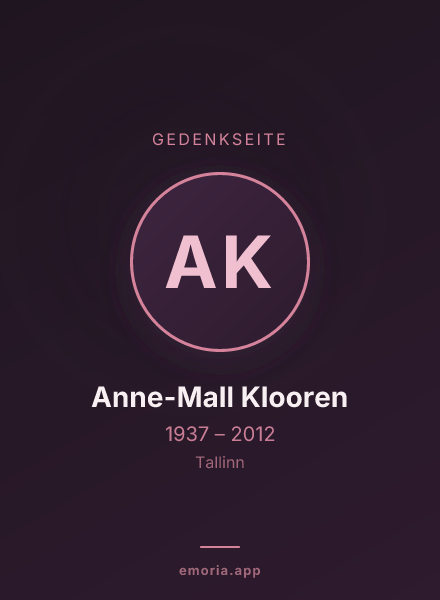 Gedenkportrait von Anne-Mall Klooren