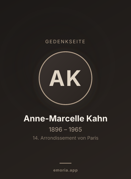 Gedenkportrait von Anne-Marcelle Kahn