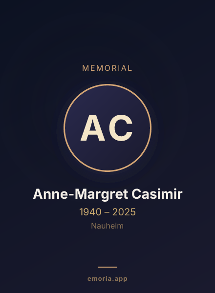 Memorial portrait of Anne-Margret Casimir