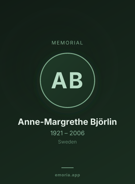 Memorial portrait of Anne-Margrethe Björlin