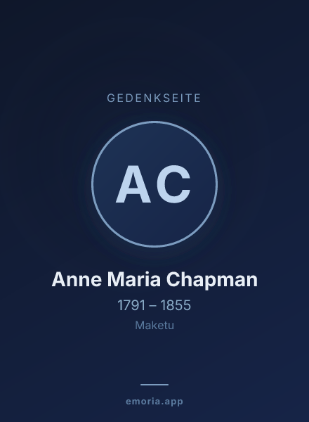 Gedenkportrait von Anne Maria Chapman