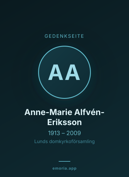 Gedenkportrait von Anne-Marie Alfvén-Eriksson