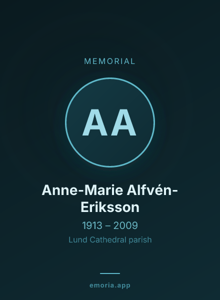 Memorial portrait of Anne-Marie Alfvén-Eriksson