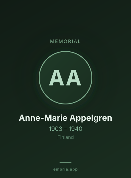 Memorial portrait of Anne-Marie Appelgren