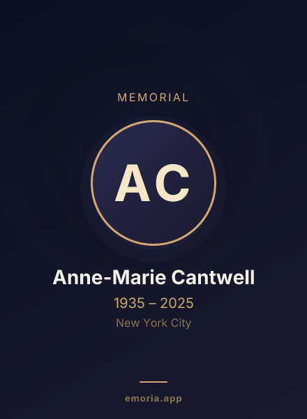 Memorial portrait of Anne-Marie Cantwell
