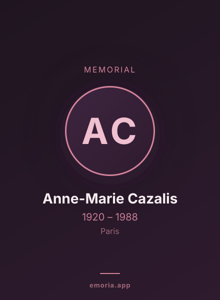 Memorial portrait of Anne-Marie Cazalis