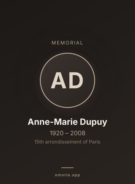 Memorial portrait of Anne-Marie Dupuy