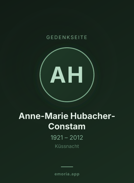 Gedenkportrait von Anne-Marie Hubacher-Constam