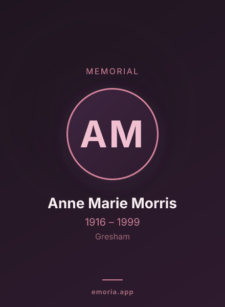 Memorial portrait of Anne Marie Morris