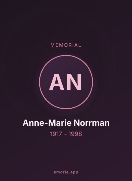 Memorial portrait of Anne-Marie Norrman