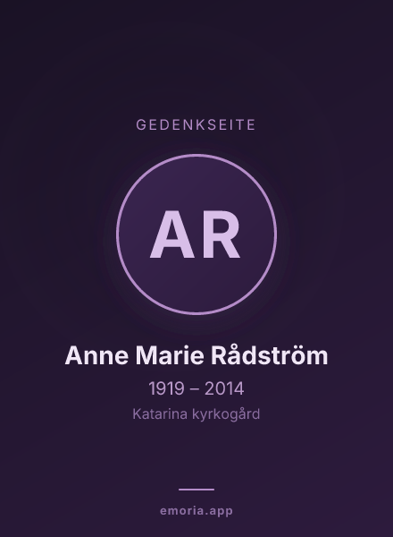Gedenkportrait von Anne Marie Rådström