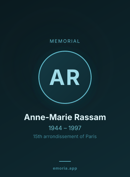 Memorial portrait of Anne-Marie Rassam