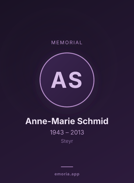 Memorial portrait of Anne-Marie Schmid